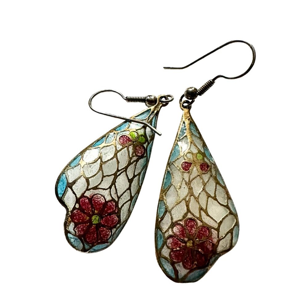 Garden of Colors: Floral Teardrop Earrings with Mosaic Magic